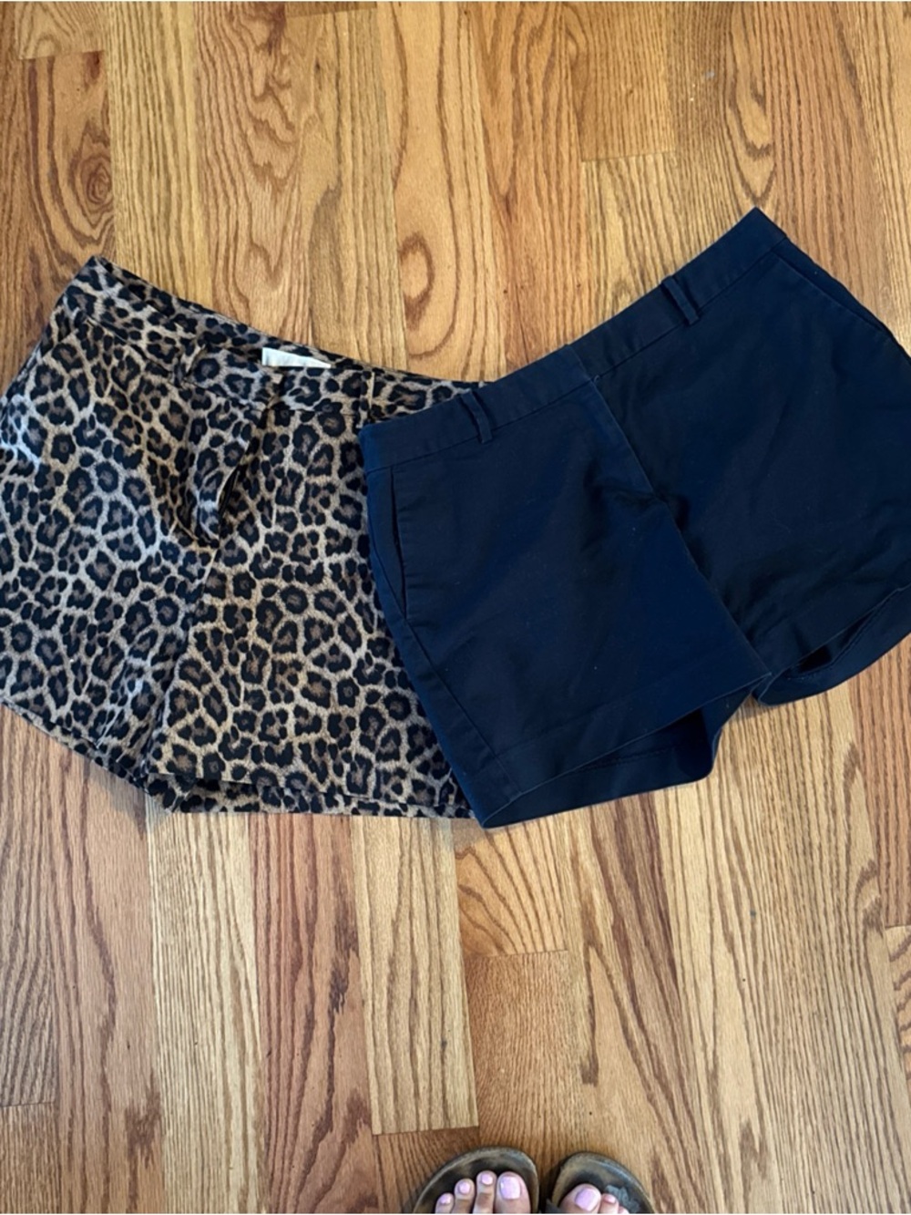 Michael Kors Leopard and Black Waistband 2 pair Shorts